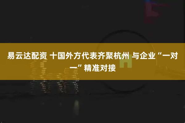 易云达配资 十国外方代表齐聚杭州 与企业“一对一”精准对接